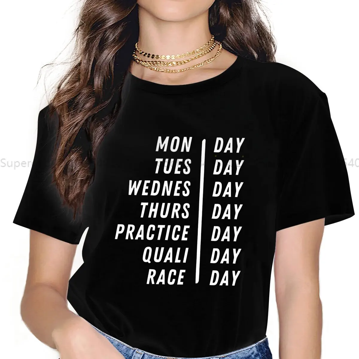 Color: WHITE, Size: S - Race Week Newest Polyester TShirts F1 Formulate 1 Racing Female Style Streetwear T Shirt O Neck