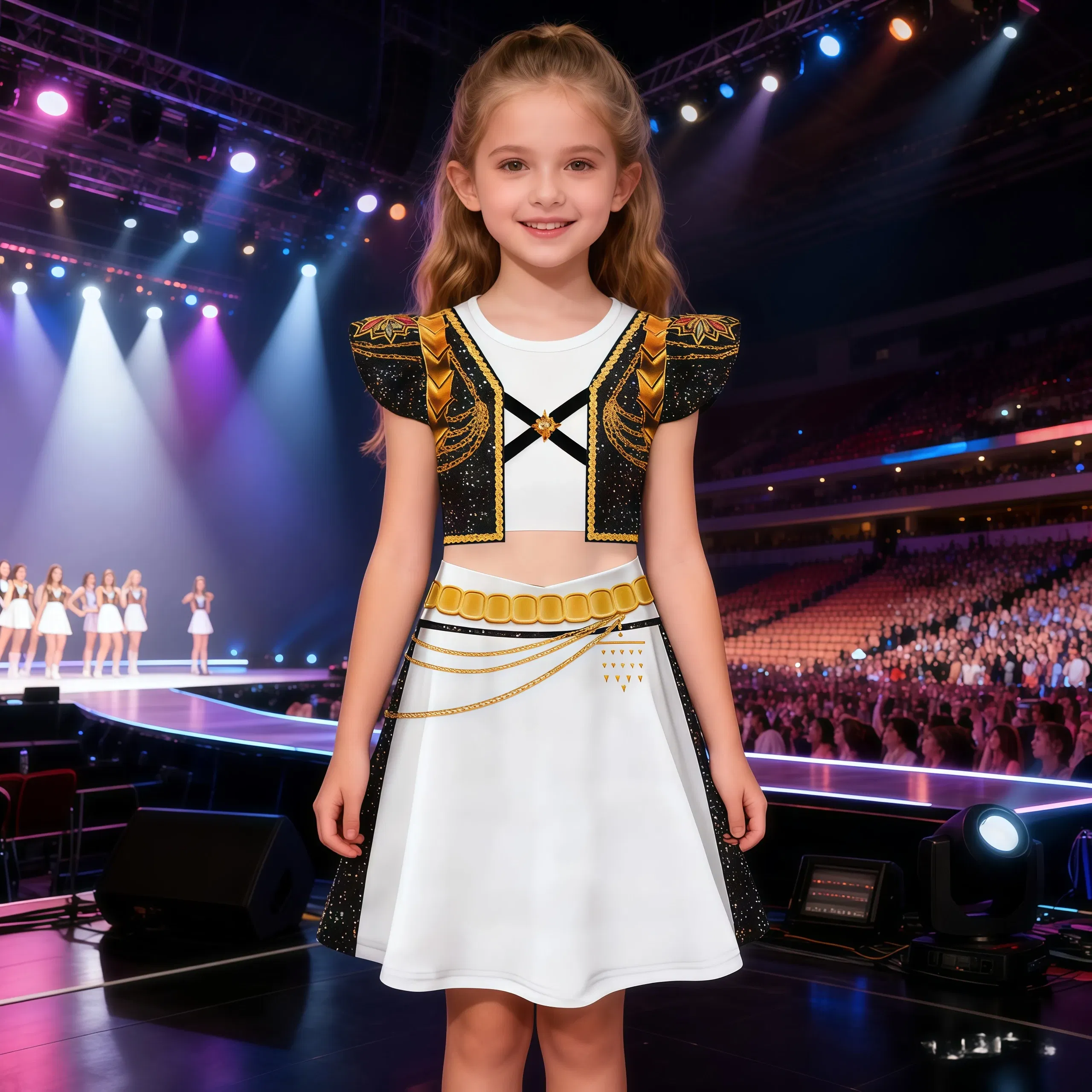 Color: black, Kid Size: 8 - K-Pop Rumi Cosplay Costume Hunters 3D Printed Pattern Flying Sleeve Dress For Girls Halloween Role-Play Carnival Party Outfits