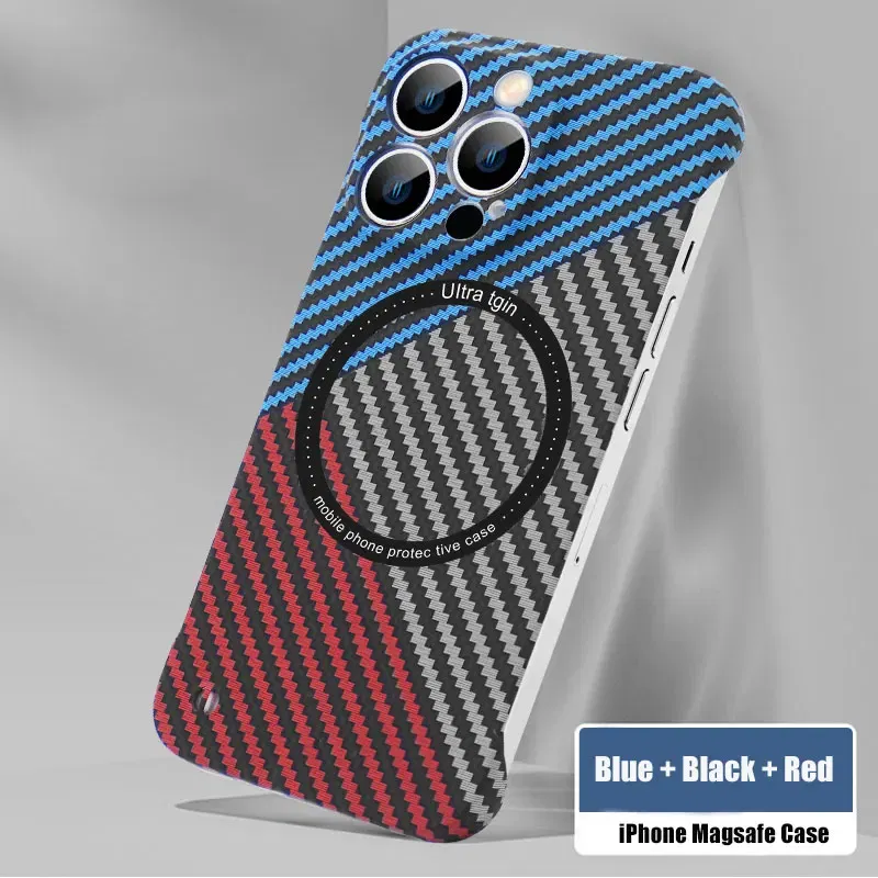Color: Salmon Pink, Material: EVA - Luxury Carbon Fiber for iPhone 11 14 Plus 12 13 Pro Max Magsafe Case Magnetic Wireless Hard Thin Slim Cover for iPhone 13 14 Max