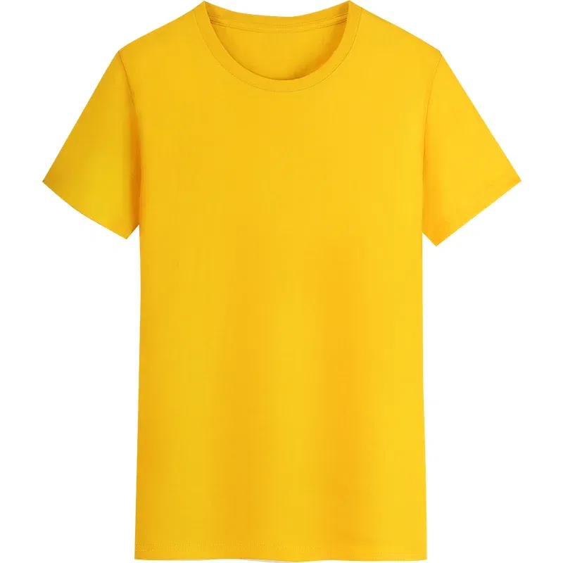 Color: Yellow, Size: S, Ships From: CHINA - YOTEE Round Neck T-shirt Cotton Logo Customized Embroidery Personal Group Fashion T-shirt Logo Customization