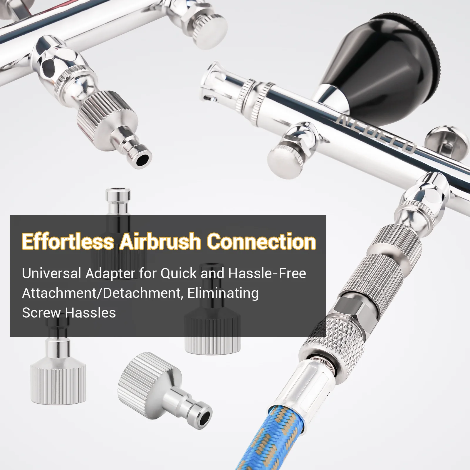 Color: Silver - Airbrush Quick Disconnect Coupler Release Fitting Plug, 6pcs 1/8 in BSP Male and Female Connections Adapter Air Brush Accessory