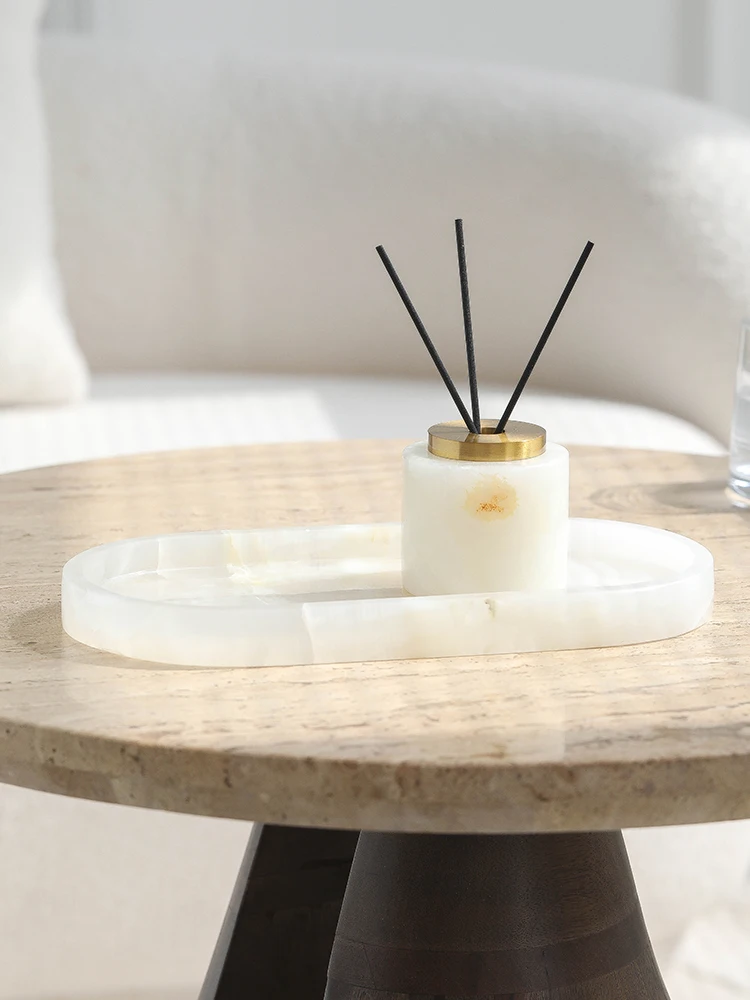 Real Luxurious Marble Vanity Tray for Perfume Candles Jewelry Luxury Calacatta Marble Tray for Home Decor