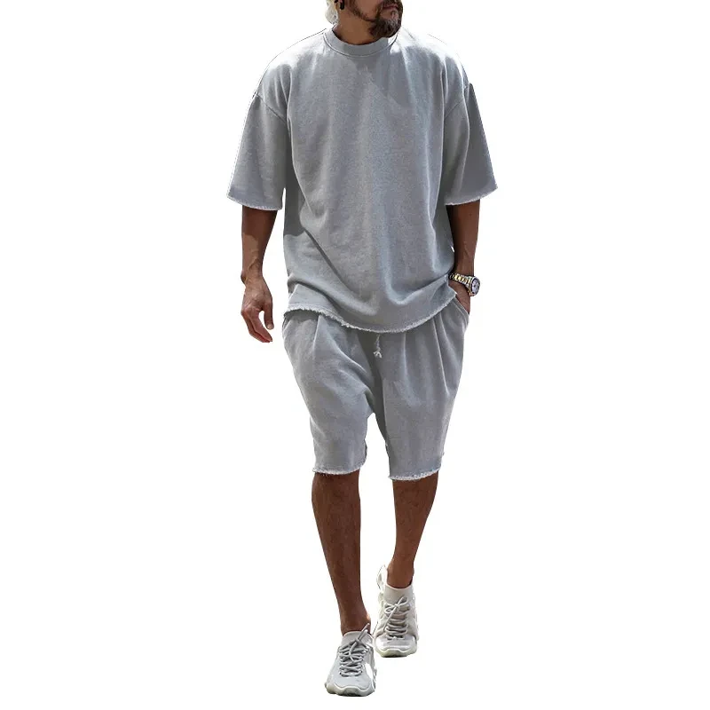Casual Loose Fit Solid Sports Sets