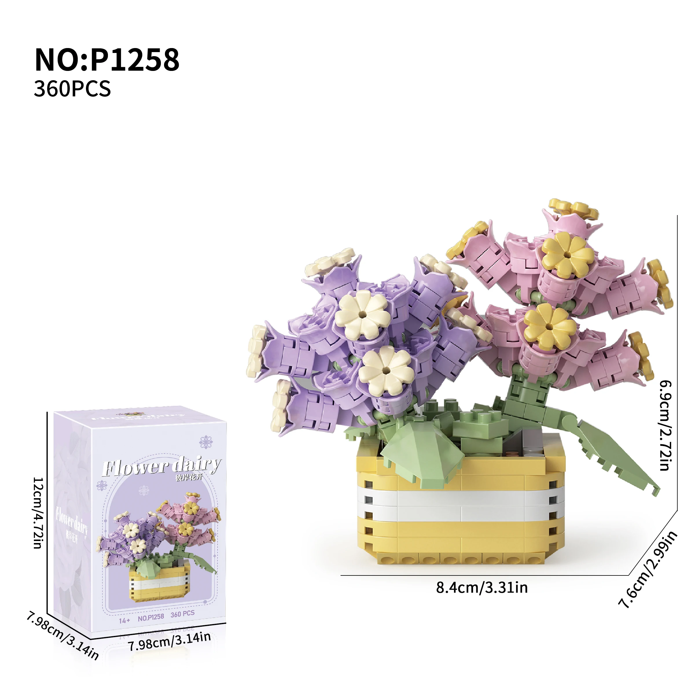 Color: WHITE - Flowers Plants Bonsai Building Blocks Succulent Potted Assembly Bricks Model Desktop Decoration Girl Toys Kids Holiday Gifts