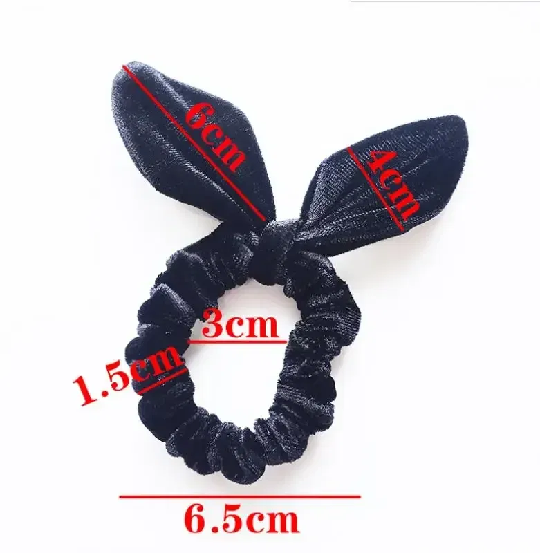 Color: black - New Velvet Scrunchies Girls/Women velvet Bunny Ear Knot Bow Hair Bands Rabbit Ear Hair tie Ponytail Hair Accessories