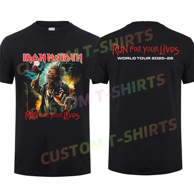 Color: Brown, Size: XL - 2024 Men T Shirt Casual Iron The Future Past 2024 Tour Maidens T-shirt Graphic Summer Short Sleeves 100% Cotton S-3XL Cool Tee