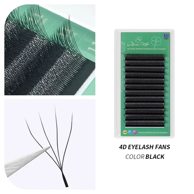 Color: Brushed Chrome, Curl: C, Thickness: 0.07mm, Length: 15mm - GLAMLASH 4D - W Shaped Eyelash Extension Automatic Flowering W Fake Lashes 0.07mm C/D/L/LU Curl Individual