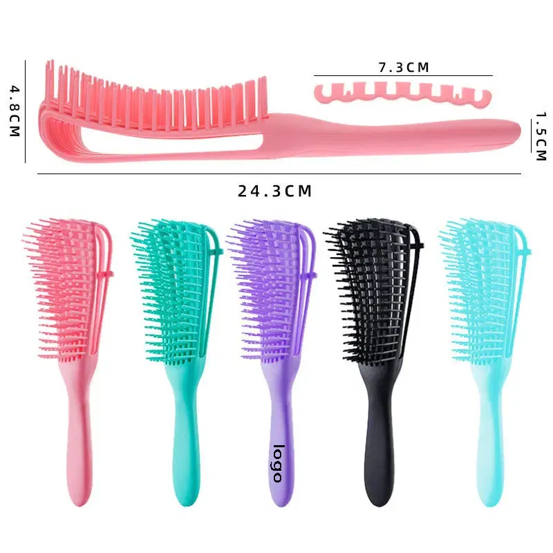 Color: GRAY - Fluffy Scalp Massage Comb Multi-function Octopus Comb Hairstyle Smooth Hair Ribs Suitable for Curly Hair Brush Hair Styling Tool