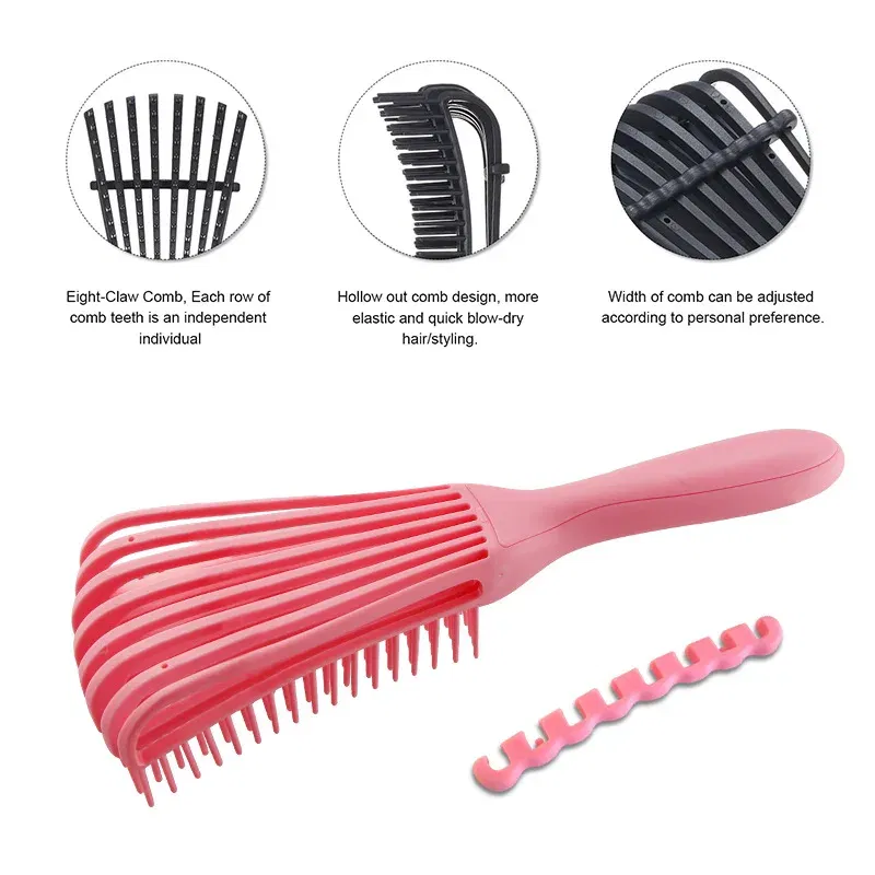 Color: GRAY - Fluffy Scalp Massage Comb Multi-function Octopus Comb Hairstyle Smooth Hair Ribs Suitable for Curly Hair Brush Hair Styling Tool