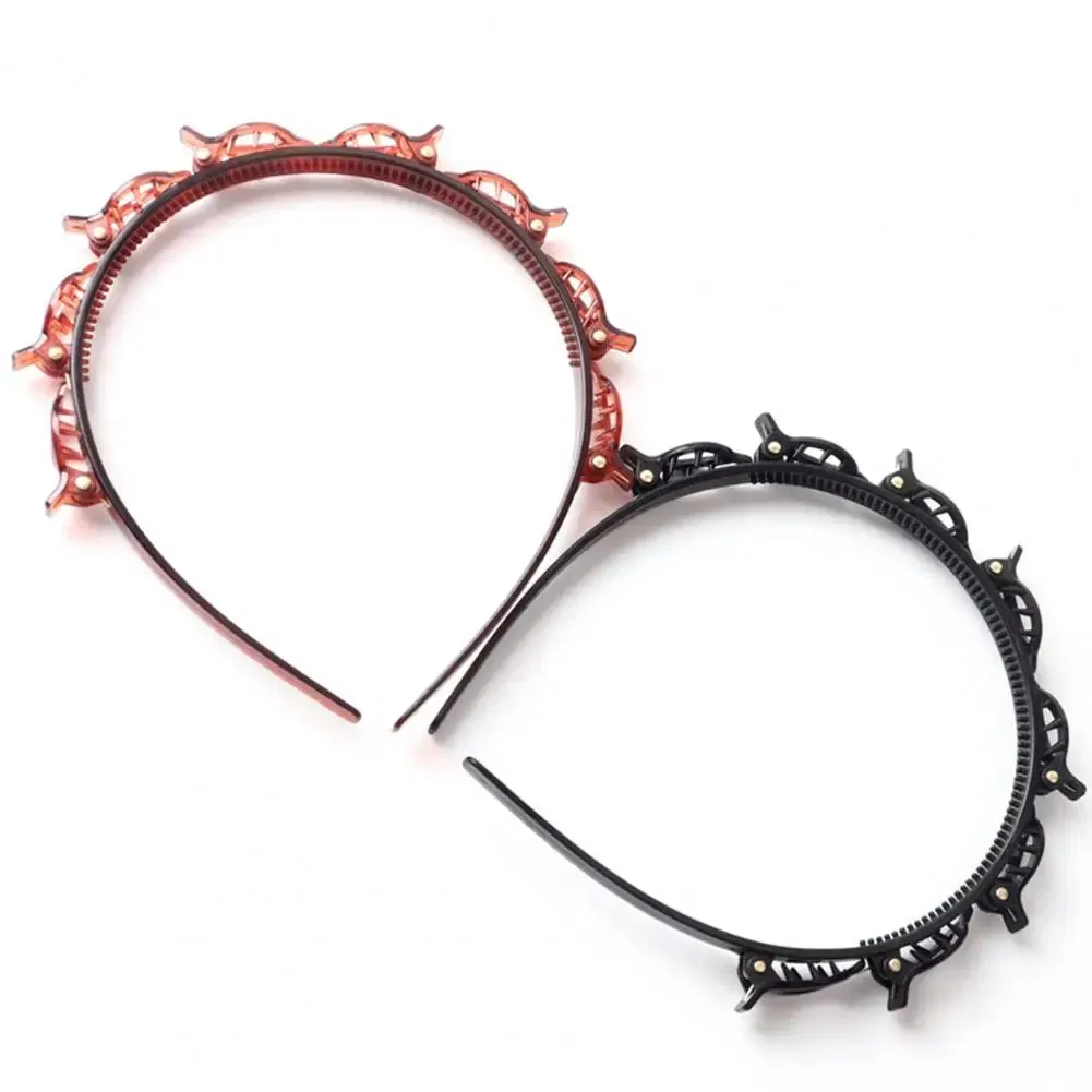 Color: Other, Ships From: CHINA - Hair Tie Stylish Double-layered Braided Headband Set with Clips Bangs Styling Tool Hair Hoop Design for Women Clip-in Braided