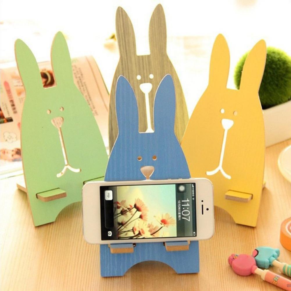 Color: Pink - Portable Wood Mobile Phone Cellphone Holder Desktop Mount Stand Bracket Rack Mobile Phone Accessories 2021