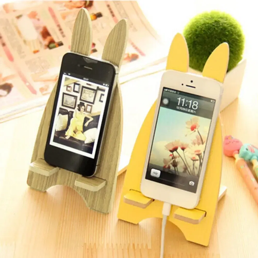 Color: Pink - Portable Wood Mobile Phone Cellphone Holder Desktop Mount Stand Bracket Rack Mobile Phone Accessories 2021