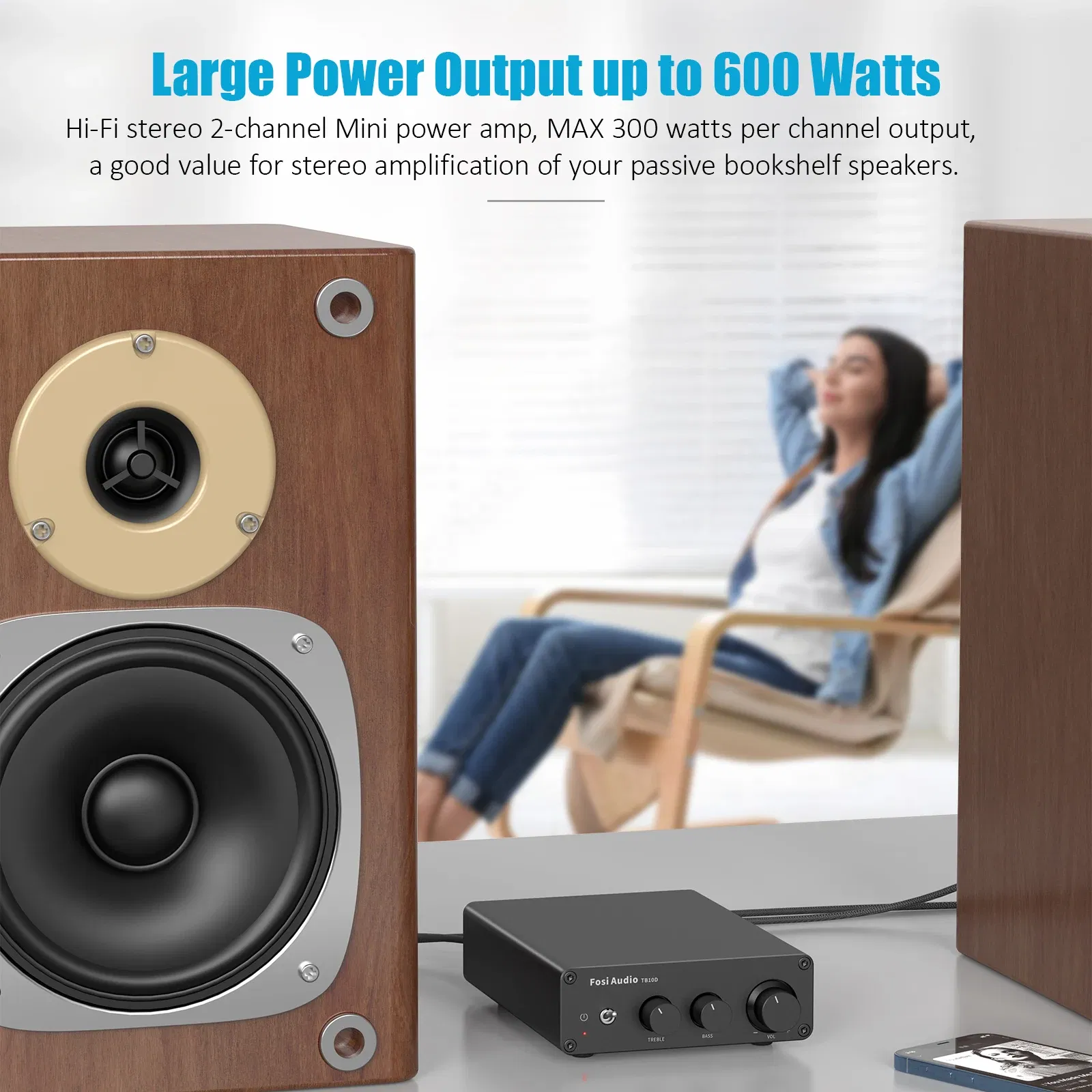 Color: transparent, Ships From: CHINA - Fosi Audio 300Wx2 HiFi Sound Power Amplifier Upgrade New  TPA3255 Class D Stereo Amp With Treble Bass For Home Speaker