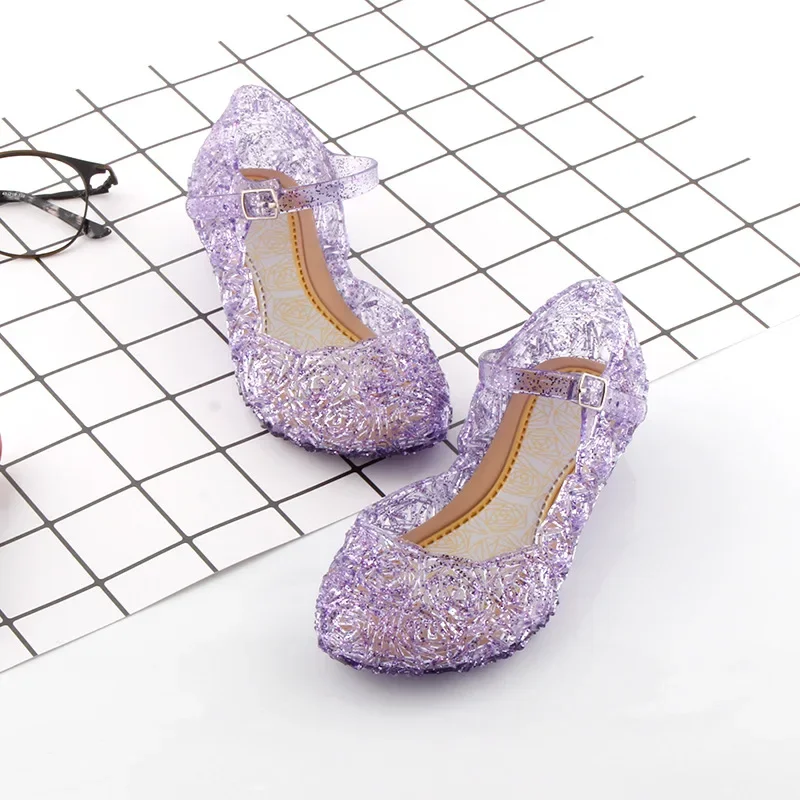 Color: army green, Shoe Size: 4 - Elsa Princess Crystal Shoes for Girls 2024 New Fashion Kids Birthday Casual Sandals Shoes Baby Wedding Party Shoes