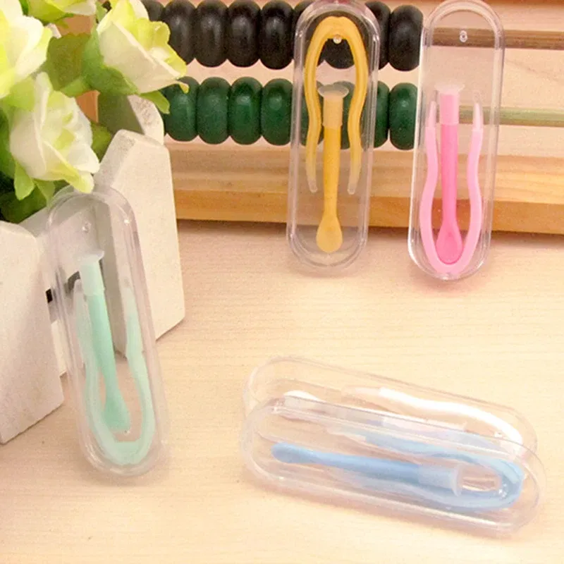Color: green - Remover Contact Lenses Inserter Color Tweezers Suction Stick Eyes Care Tool Kit Contact Lens Case Clip Stick Tweezers Pupils