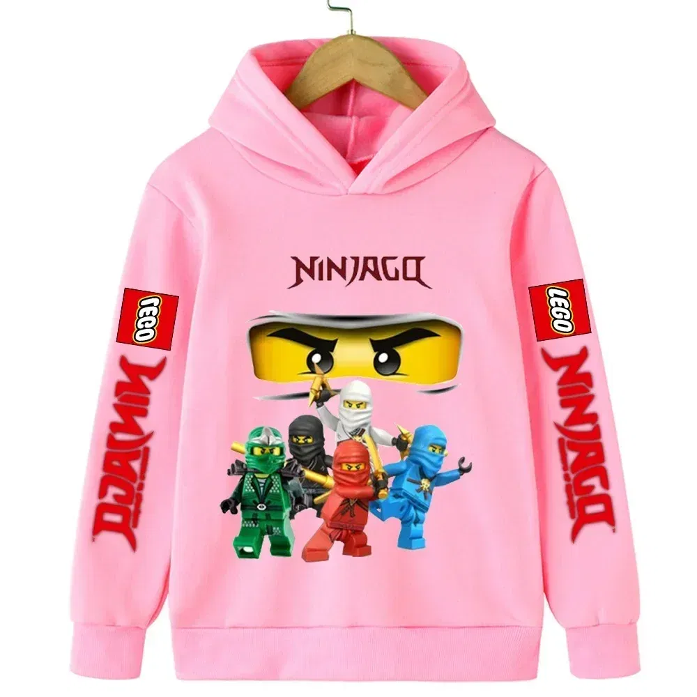 Color: black, Kid Size: 5 - Lego Phantom Ninja Cartoon Children's Hooded Hoodies Casual Sports Sweatshirt 3-13 Year Old Boy Kid Baby Girls Clothes Pullover