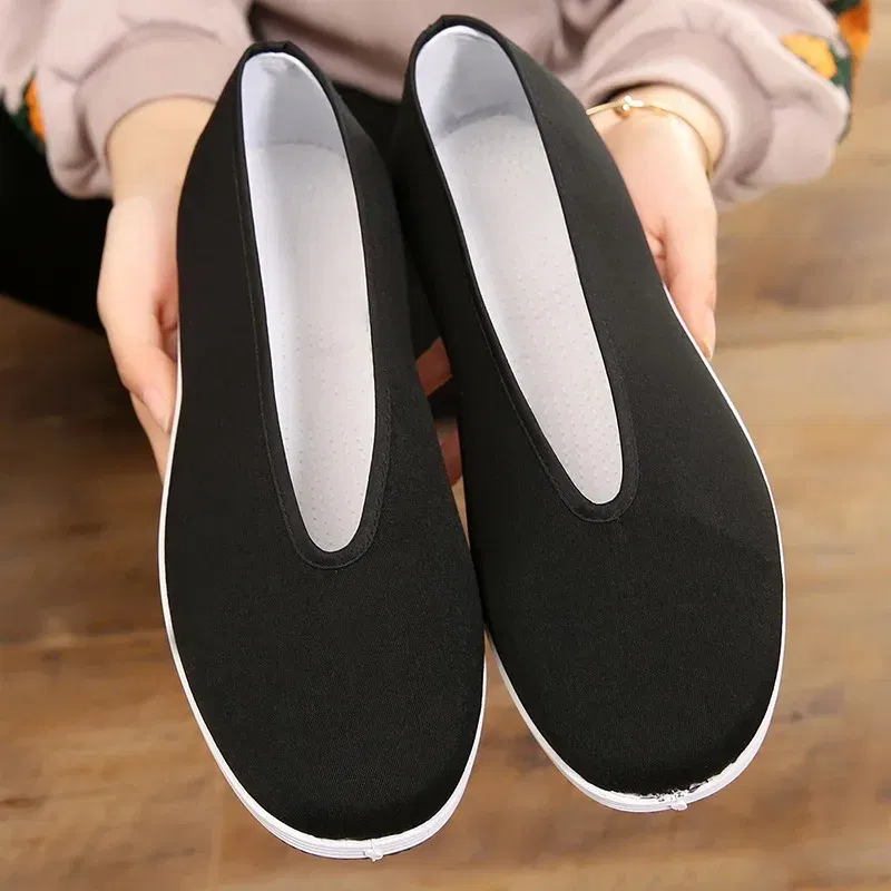 Color: Army Green, Shoe Size: 45 - Men's Traditional Chinese Kung Fu Cotton Cloth Shoes Tai-chi Martial Art Training Sneakers Breathable Wearable Sport Footwear