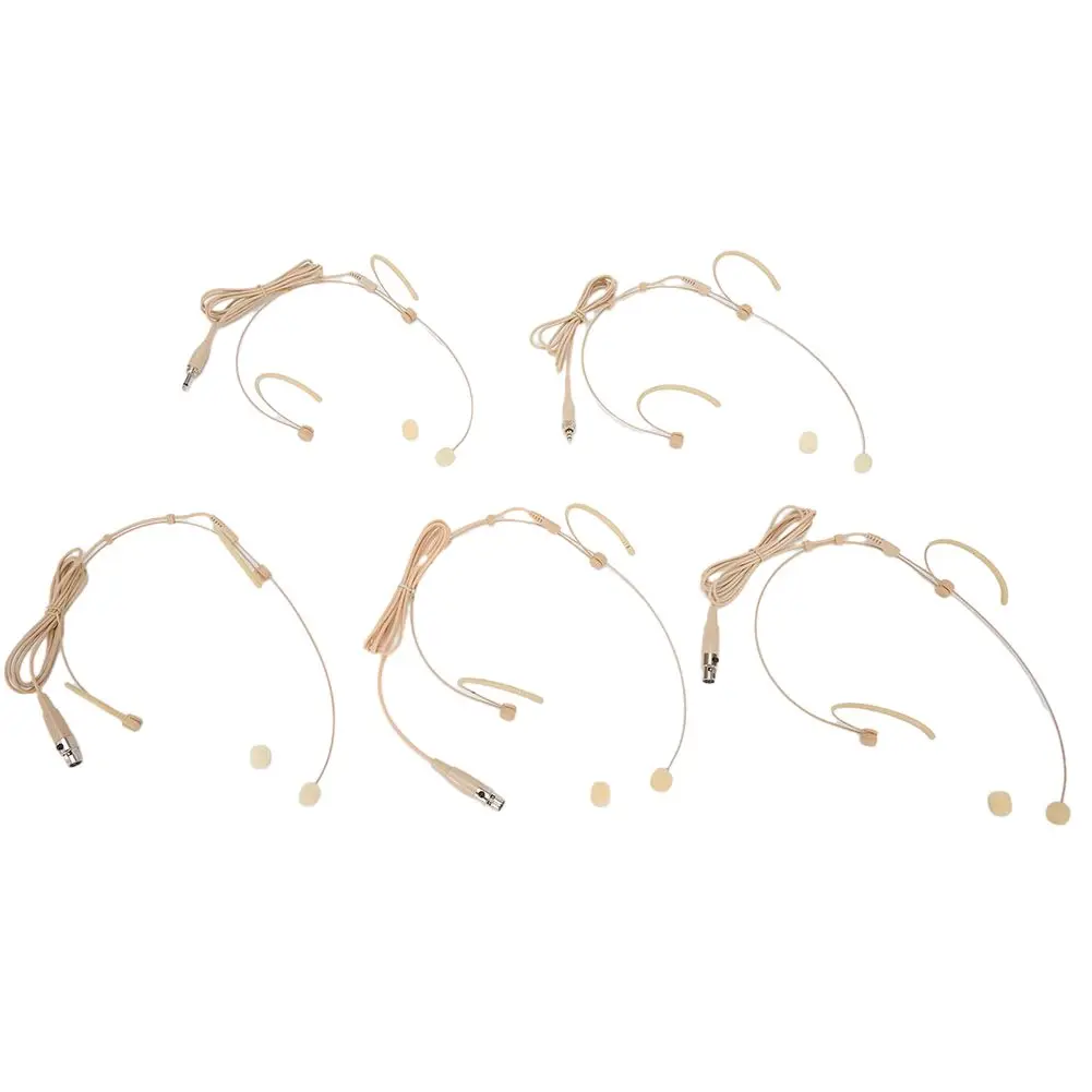 Color: Gold, Ships From: CHINA - Beige Headworn Microphone with Smooth Steel Ear Hang Perfect for Houses of Worship and Minimum Visibility Applications