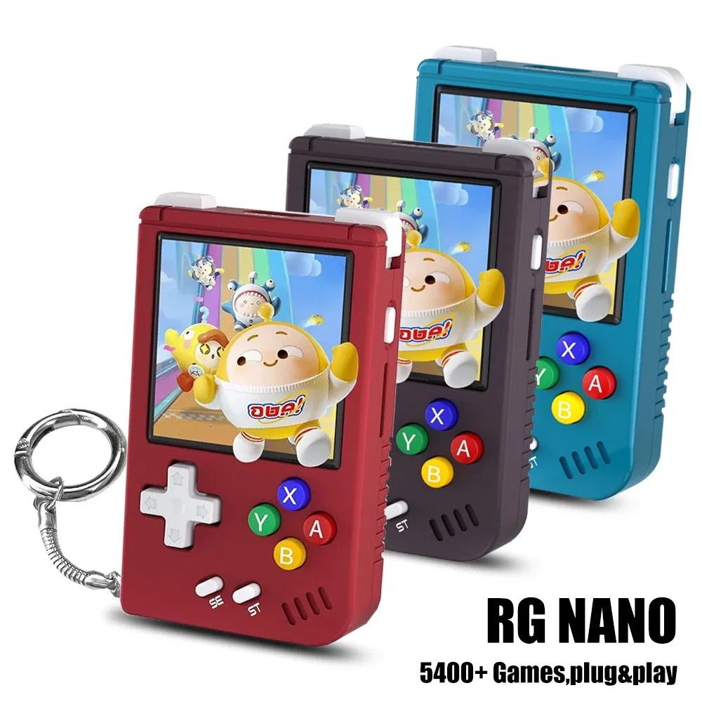 Color: WHITE - ANBERNIC RG Nano Retro Handheld Game Console RGNano Portable Mini Aluminum Alloy 1.54” IPS Screen 64G 5400 Games Hi-fi Speaker