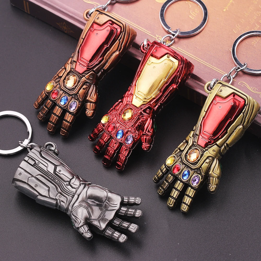 Color: WHITE, Ships From: CHINA - Avengers Thanos Infinity Gauntlet Keychain Disney Superhero Iron Man Infinity Gloves Keyrings Car Pendant Key Holder Accessories