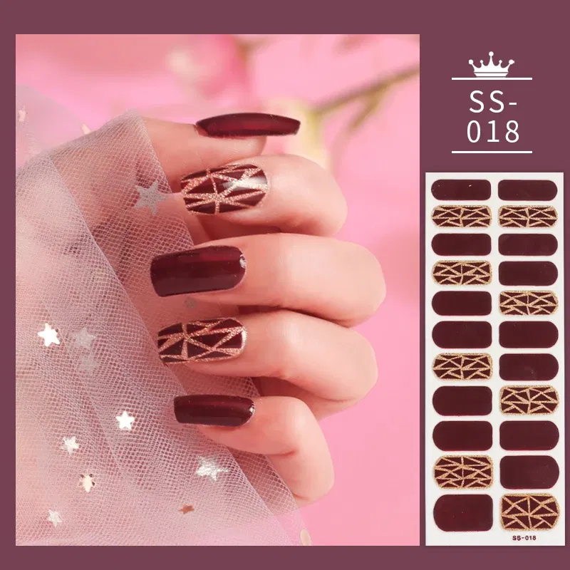 Color: VIOLET - 22 Tips Blue and White Shiny Speckles Nail Art Sticker Full Cover Nail Stickers Last Update Nail Wraps Lot Sticker for Nails