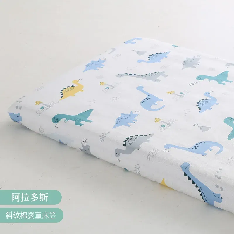 Color: WHITE - 130cm * 70cm Cotton Crib Top Baby Bed Cover Child Infant Newborn Mattress Cover Twill Cotton Bedding