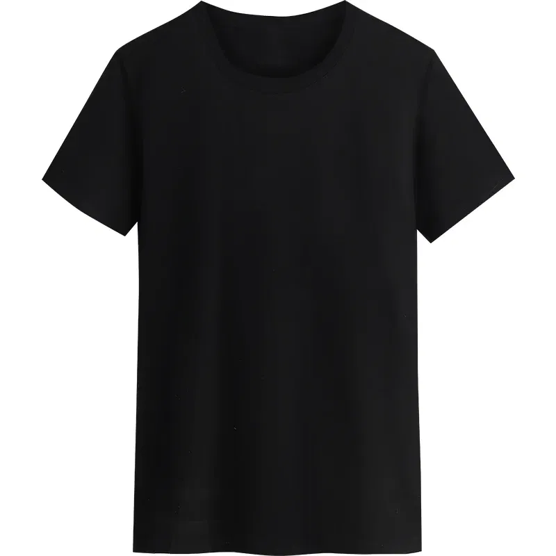 Color: black, Size: M, Ships From: CHINA - YOTEE Round Neck T-shirt Cotton Logo Customized Embroidery Personal Group Fashion T-shirt Logo Customization