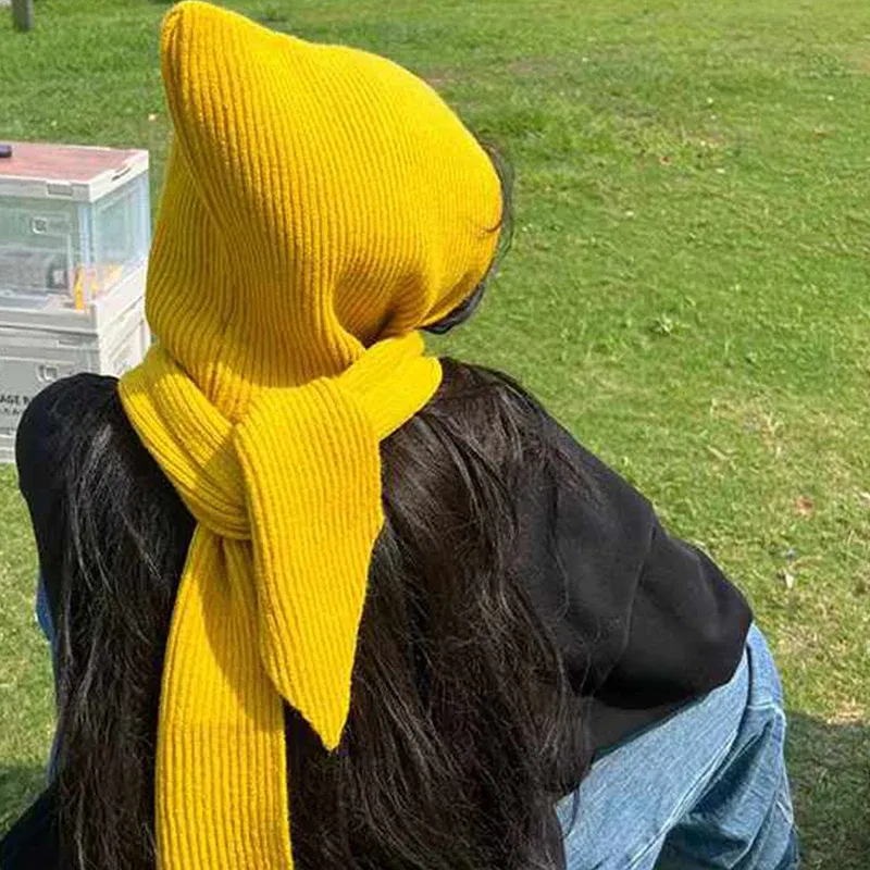 Color: PURPLE, Size: One Size - Big Knitted Hat Beanies Cap for Men&Women Winter Warm Unisex Hooded Hat Neck Collar Scarf Cap Ski Cold Hat Balaclava Caps Bonnet