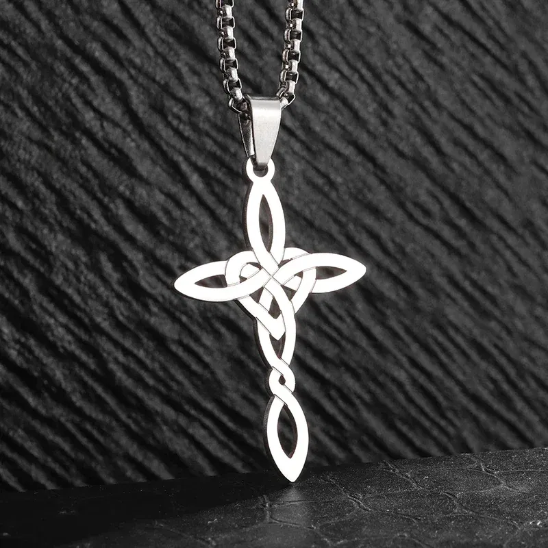 Vintage Witch Knot Necklace Stainless Steel Magic Knot Pagan Wicca Symbol Pendant for Men Women Celtic Knot Jewelry Gifts