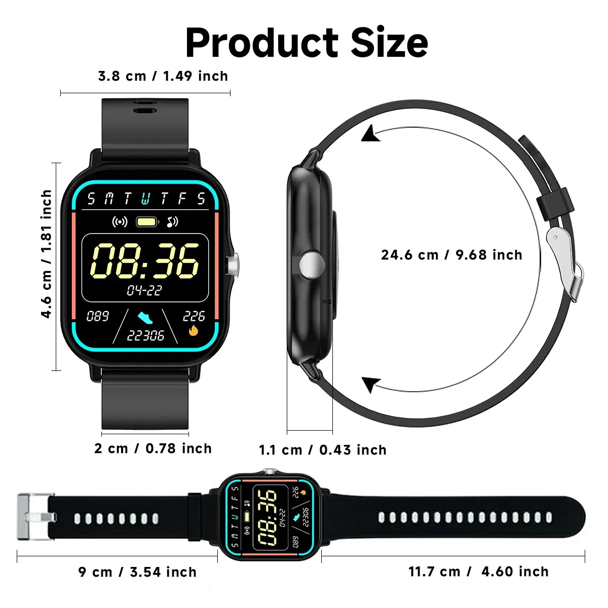 2.01 Inch Bluetooth Call Smartwatch IPhone for Men and Women Health Monitoring Watch Step Count Smart Watch