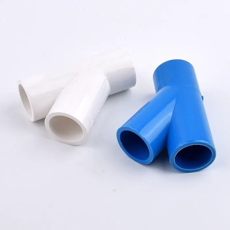 Color: WHITE, Diameter: 3/4'' - 1~10PCS I.D 20/25/32/40mm  PVC Oblique Tee 45 Degree Connector Garden Irrigation Aquarium Fish Tank Watering Fittings Joint