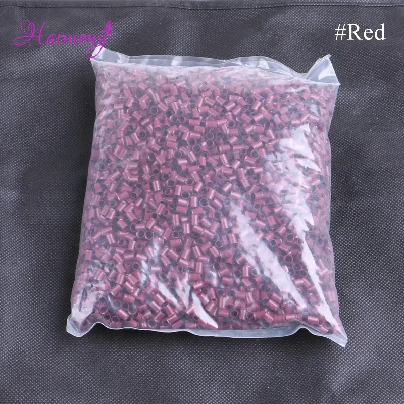 Color: black - 10000pcs/bag 4.0*3.6*6.0mm Copper Flared Flaring Micro Rings Tube Euro Locks for feather human hair extensions tools accessories