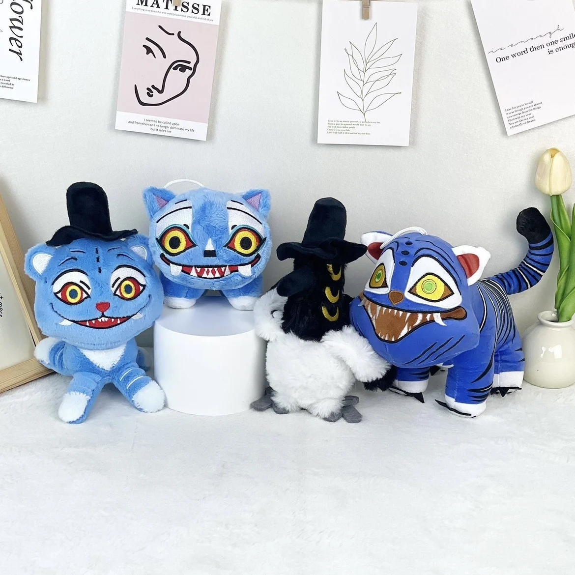 Color: FireBrick - TreasuringU New hot Kpop Demon Plush Toys Game Hunters Tiger Stuffed Toy Doll Blue Tiger Animals Plushie Birthday Gifts