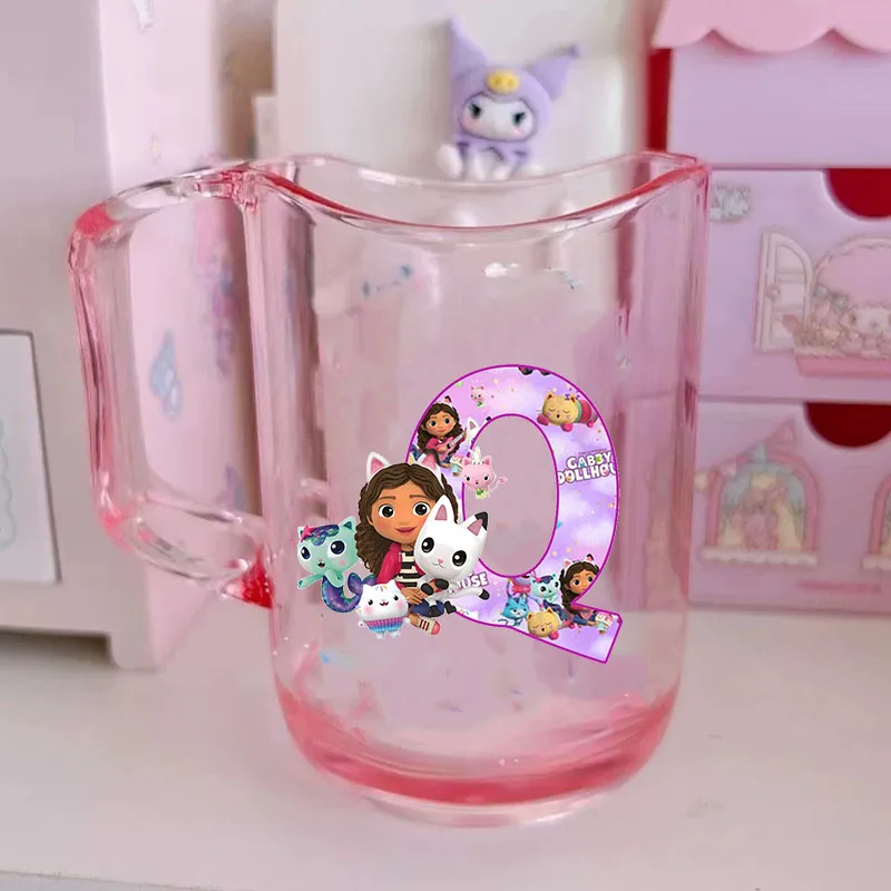 Color: Burgundy, Size: Other - Gabby Dollhouse Letter A-Z Print Water Cup ABS Tooth Brushing Cups Anime Kawaii Cat Kids Toothglass Cups Kids Birthday Gift