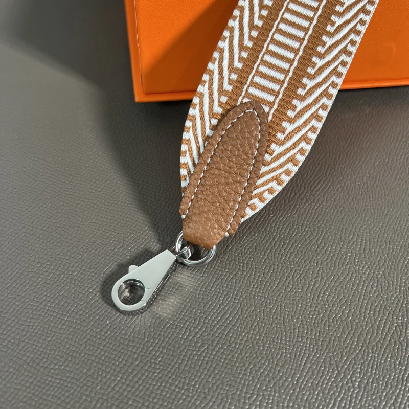 Color: Silver, Size: 7/8" - Herbag Evelyn Replacement Shoulder Strap Gold Togo Cowhide Woven Canvas 5cm Wide Hand-Sewn