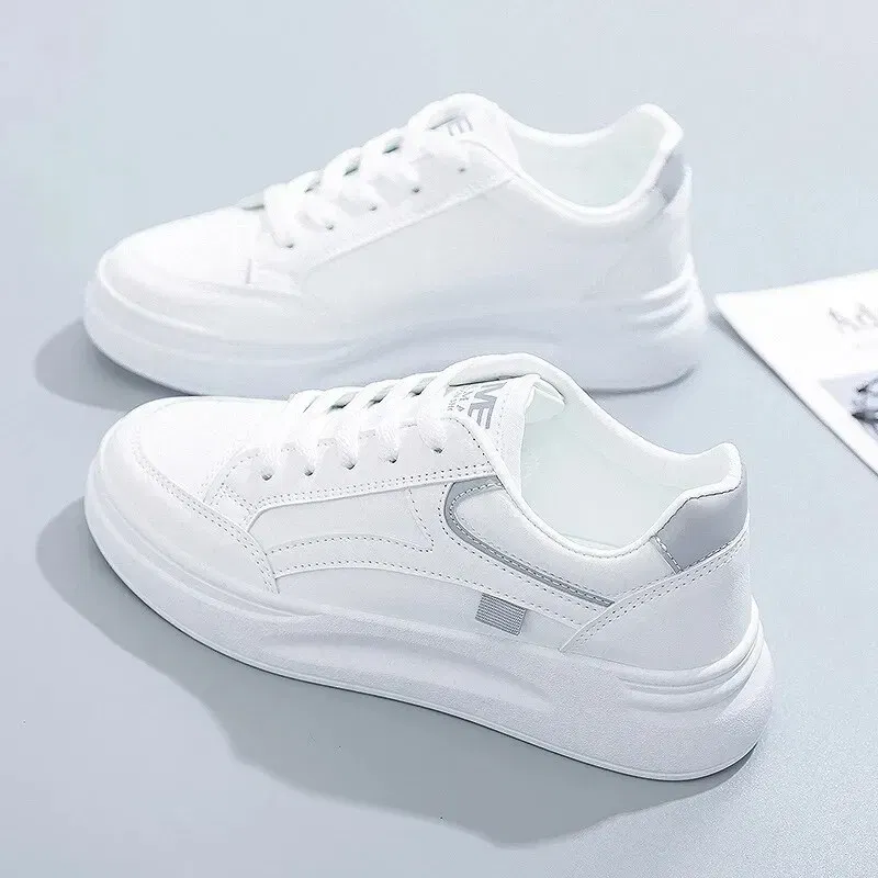 Shoe Size: 36, Color: WHITE - Fashion Women's Shoes Summer Thick Sole White Spring Autumn Breathable Platform Tennis Woman Runing Shoes Female Casual Sneaker