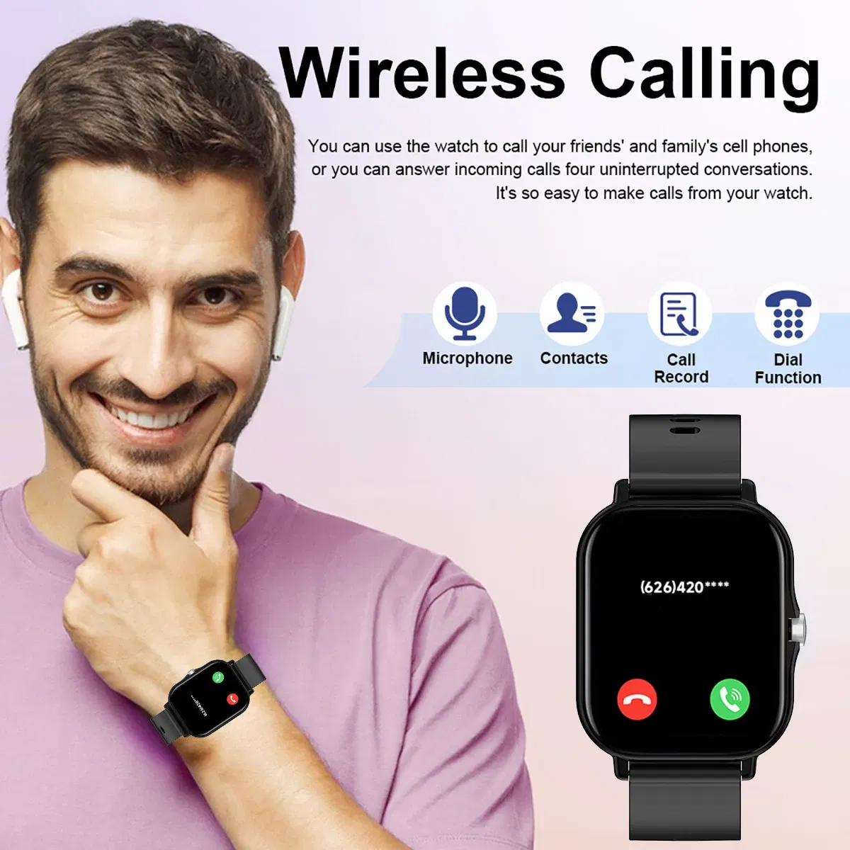 Color: Blue - 2.01 Inch Bluetooth Call Smartwatch IPhone for Men and Women Health Monitoring Watch Step Count Smart Watch