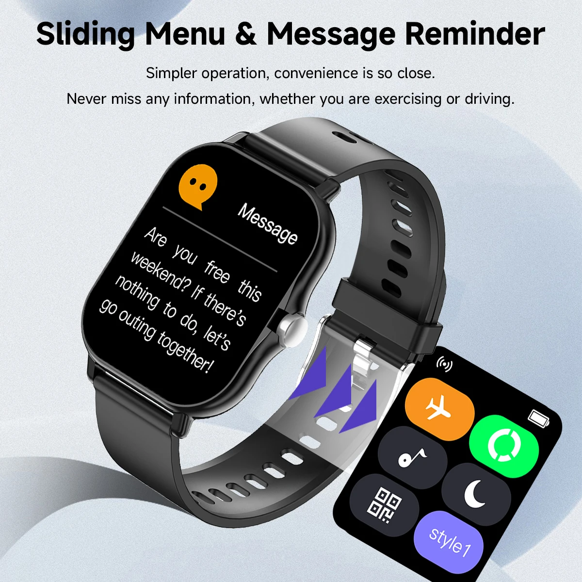 Color: Blue - 2.01 Inch Bluetooth Call Smartwatch IPhone for Men and Women Health Monitoring Watch Step Count Smart Watch