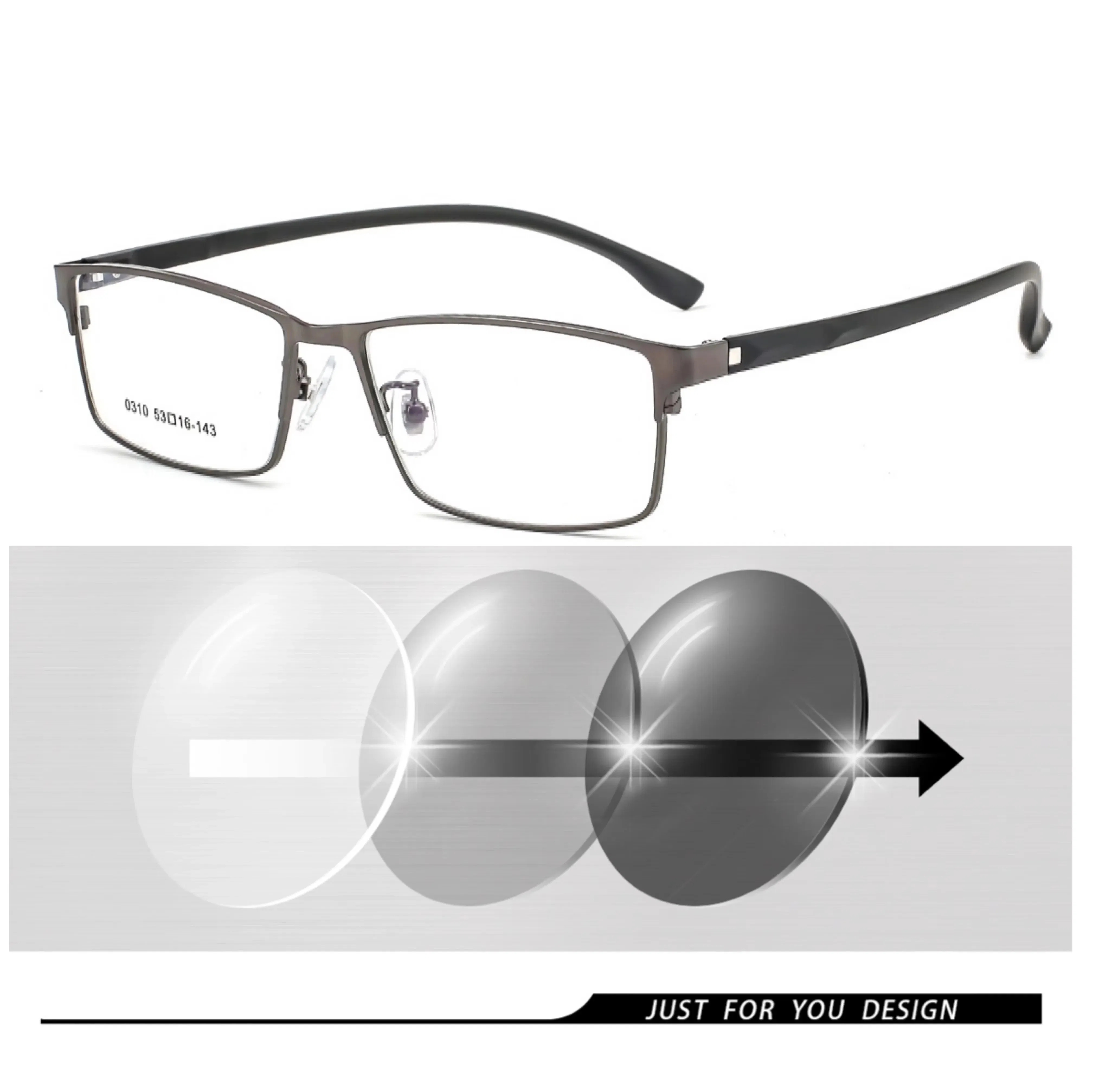 Frame Color: Blue, Ships From: CHINA, Eye Prescription: +275 - New Finished Myopia Sun Photochromic Glasses Fashion Chameleon Gray Lens Metal Legs With Degrees Sunglasses -1 -1.5 -2.0 -2.5 -3
