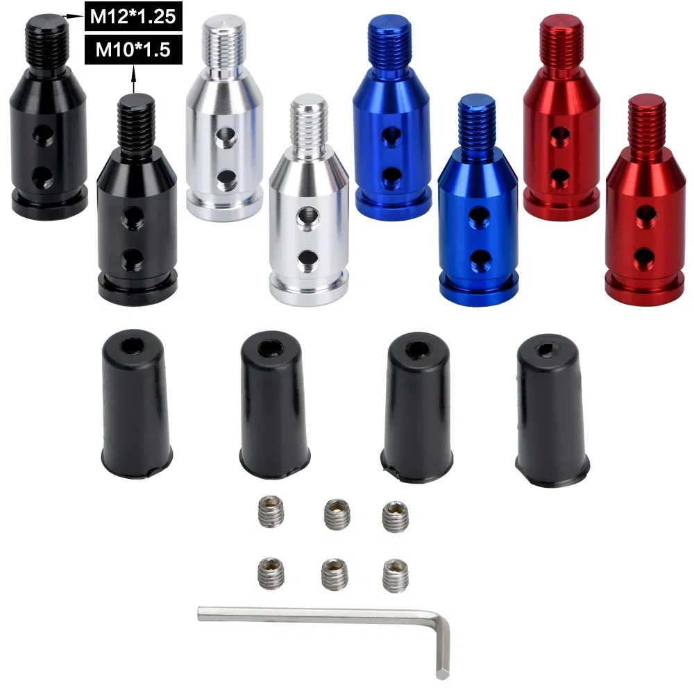 Color Name: black - M12x1.25mm /M10x1.5mm Universal Aluminum Gear Shift Knob Shifter Adapter For Non Threaded Shifters For BMW Mini 4 Colors