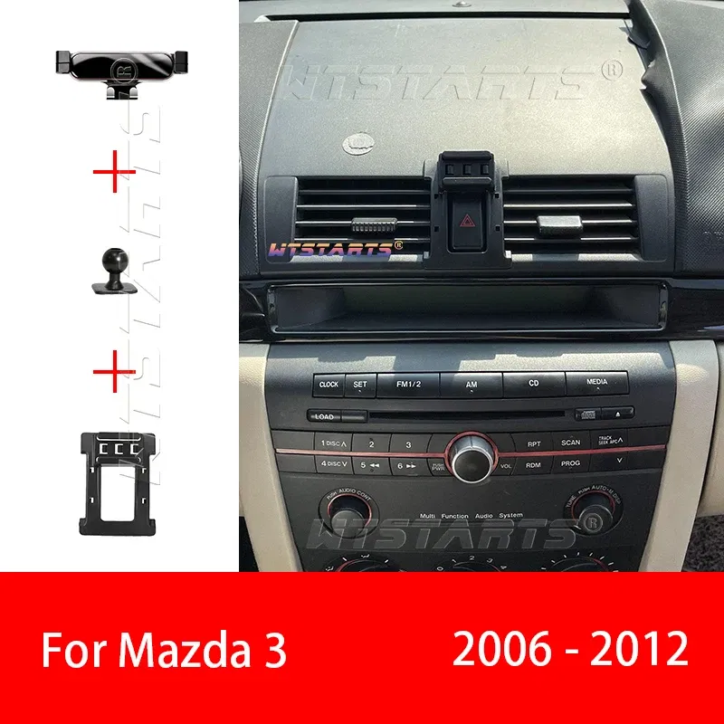 Color Name: black - For Mazda 3 2006-2012 Adjustable Car Phone Holder Mobile Mount Gravity GPS Rotatable Navigation  Bracket Car  Accessories