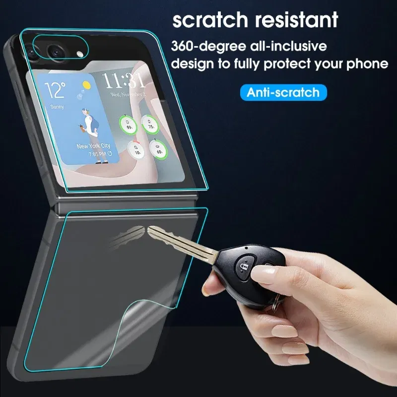 Color: Lucent - For Samsung Galaxy Z Flip 5 Z Flip5 5G Phone Screen Protectors Front Back Inner HD Soft Hydrogel Film Anti-Scratch Protection