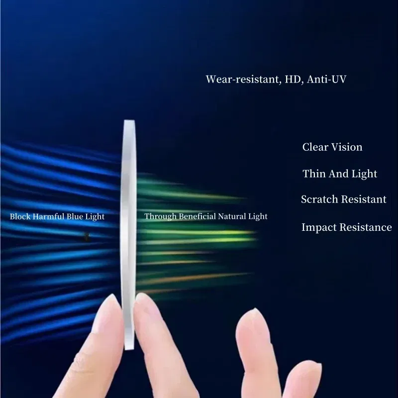 JAEVAR Blue Light Blocking Lenses 1.56/1.61/1.67/1.74 HD Myopia Hyperopia Office Computer Optical Prescription Lenses 1 Pair