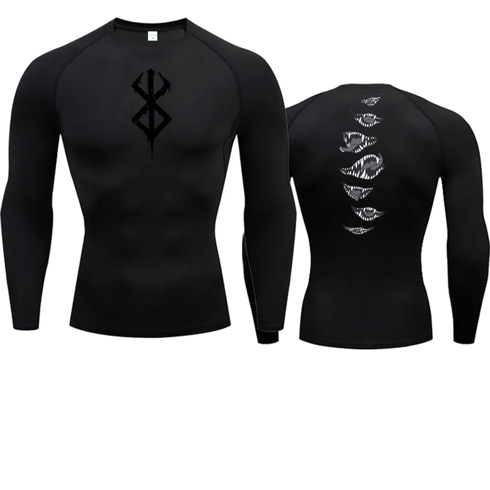 Color: army green, Size: XXXL - 2024Anime Berserk Guts Men's Compression Shirt Fitness Sport Running Tight Gym TShirts Athletic Quick Dry Tops Tee Summer