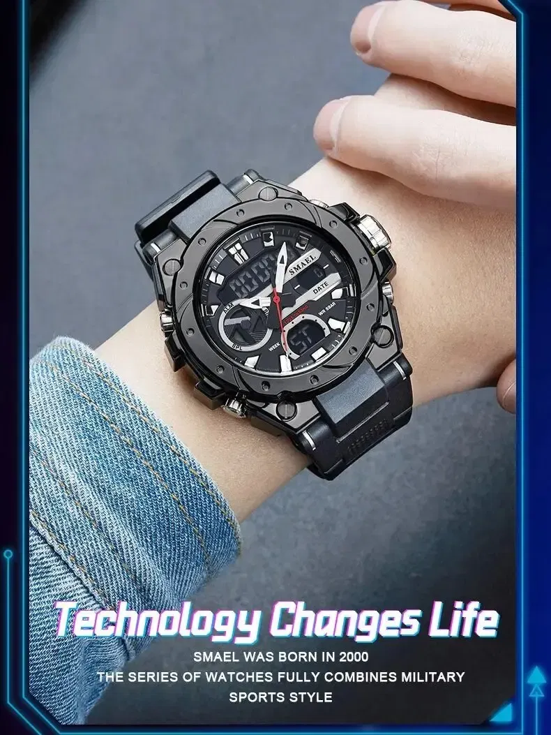 Color: Gold - Quartz Electronic Fashion 8029 Watch 50M Waterproof LED Digital Auto Date Alarm Clocks Sport Watch For Men's
