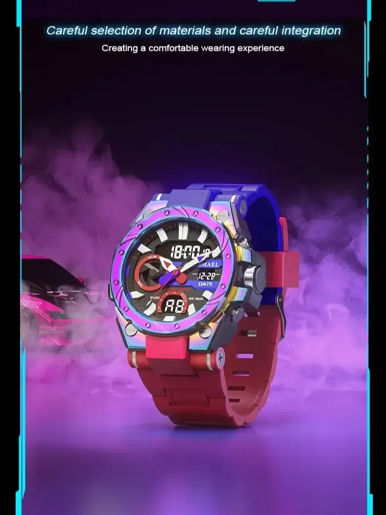 Color: Gold - Quartz Electronic Fashion 8029 Watch 50M Waterproof LED Digital Auto Date Alarm Clocks Sport Watch For Men's