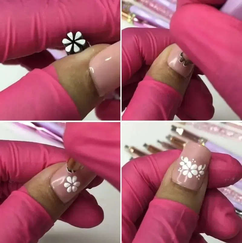 Color: black - 4/6/10pcs Pink Nail Art Stamp Pen Nail Art Stamp Pen Handicraft Nail Art Flower Stamp Nail Diy Graffiti Stamp Pen Dotting Tools