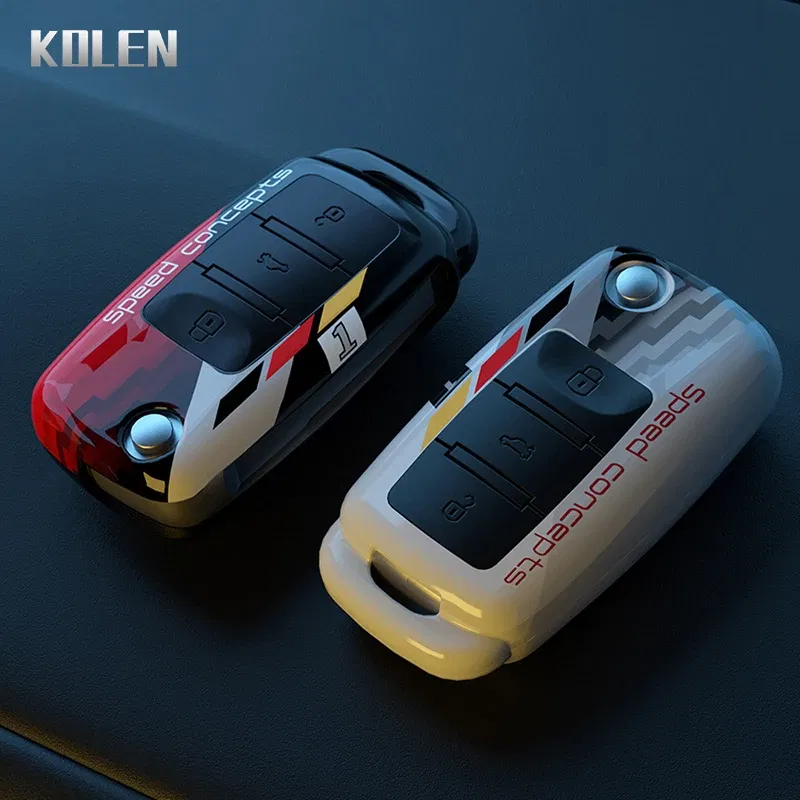 Color Name: Dark Grey - ABS Car Folding Key Case Cover Shell For Volkswagen VW Polo Golf Passat Beetle Caddy Tiguan Skoda Octavia Kodiaq Seat Leon Altea
