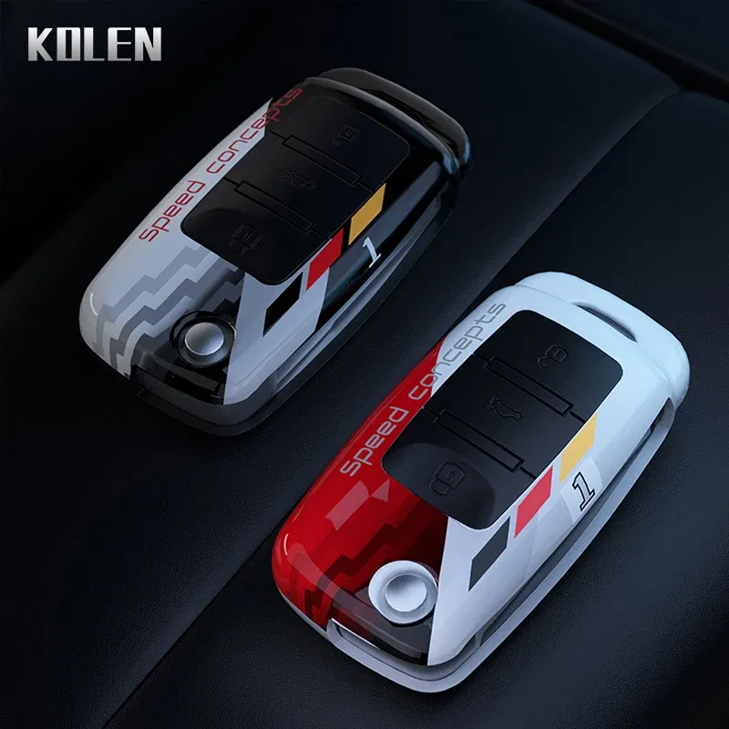 Color Name: Dark Grey - ABS Car Folding Key Case Cover Shell For Volkswagen VW Polo Golf Passat Beetle Caddy Tiguan Skoda Octavia Kodiaq Seat Leon Altea