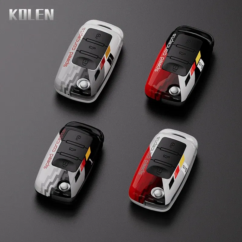 Color Name: Dark Grey - ABS Car Folding Key Case Cover Shell For Volkswagen VW Polo Golf Passat Beetle Caddy Tiguan Skoda Octavia Kodiaq Seat Leon Altea